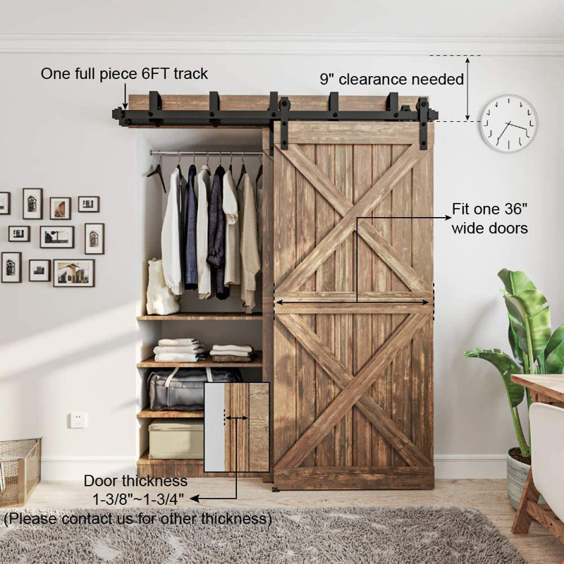 Lazio LAZ Sliding Double Bypass Double Door Barn Door Hardware Kit